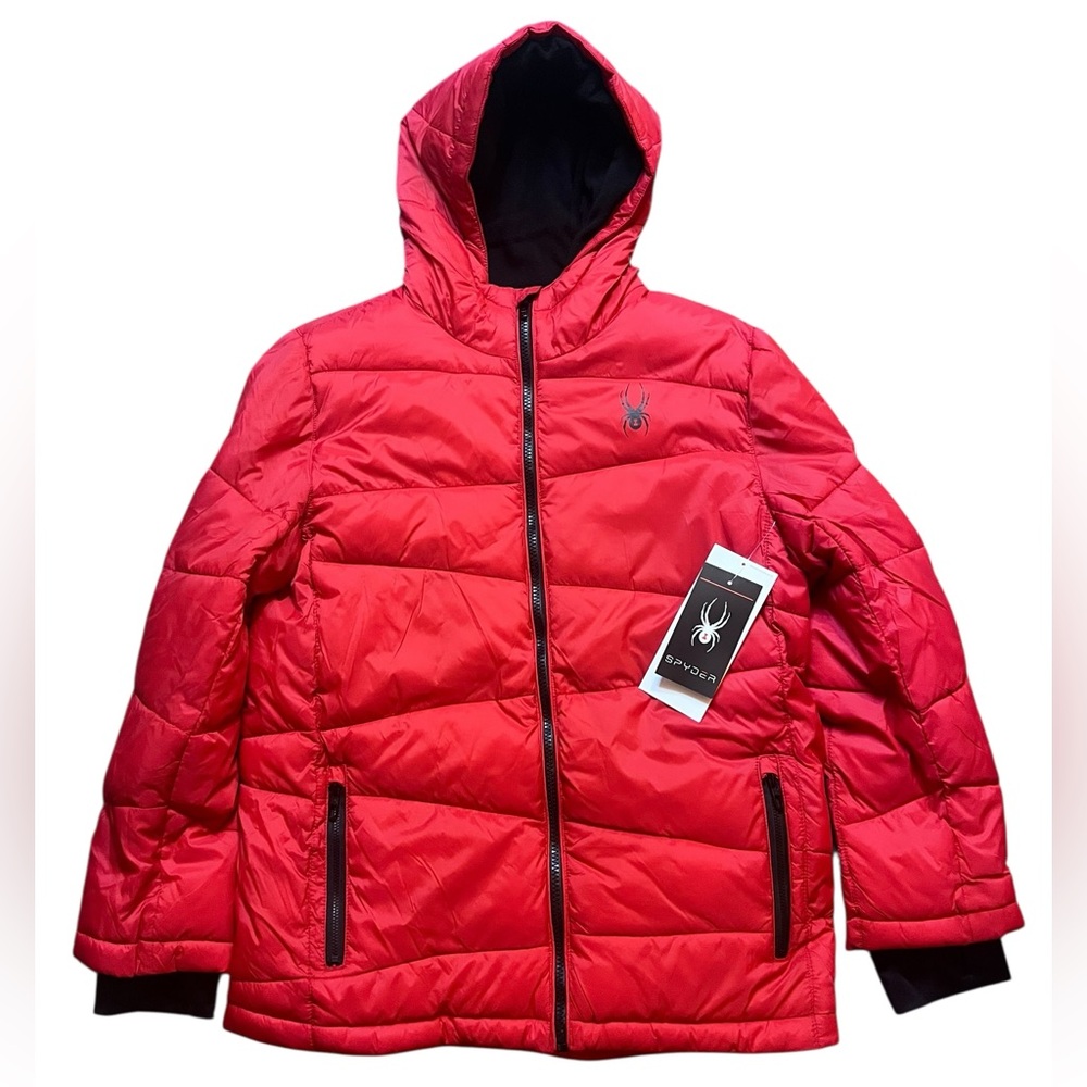 Spyder Boys Large 14/16 Water Resistant Hooded Puffer Jacket ThermaWeb